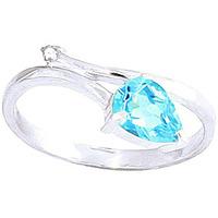 Blue Topaz and Diamond Ring 0.82ct in 9ct White Gold