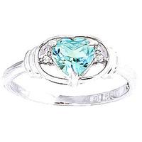 Blue Topaz and Diamond Ring 0.95ct in 9ct White Gold