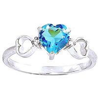 Blue Topaz and Diamond Trinity Ring 0.95ct in 9ct White Gold