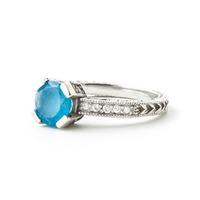 Blue Topaz and Diamond Renaissance Ring 1.5ct in 9ct White Gold