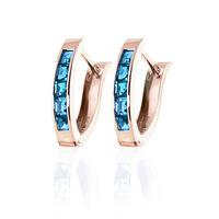 Blue Topaz Acute Huggie Earrings 1.2ctw in 9ct Rose Gold