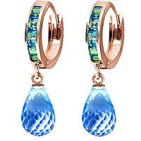 blue topaz droplet huggie earrings 535ctw in 9ct rose gold