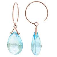 Blue Topaz Eclipse Briolette Circle Wire Earrings 10.2ctw in 9ct Rose Gold