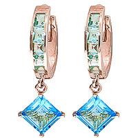 Blue Topaz Huggie Hoop Earrings 4.4ctw in 9ct Rose Gold