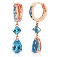 Blue Topaz Droplet Huggie Earrings 5.62ctw in 9ct Rose Gold