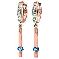 Blue Topaz Bar Drop Earrings 1.35ctw in 9ct Rose Gold