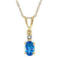 blue topaz and diamond pendant necklace 045ct in 9ct gold