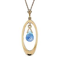 Blue Topaz Orb Briolette Pendant Necklace 0.7ct in 9ct Gold