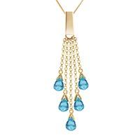 Blue Topaz Comet Tail Briolette Pendant Necklace 5.8ctw in 9ct Gold