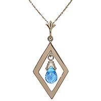 Blue Topaz Kite Briolette Pendant Necklace 0.7ct in 9ct Gold