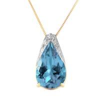 Blue Topaz Snowcap Pendant Necklace 6.0ct in 9ct Gold