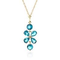 Blue Topaz Blossom Pendant Necklace 3.15ctw in 9ct Gold