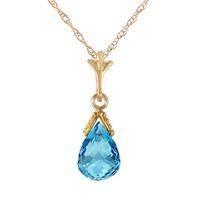 Blue Topaz Droplet Briolette Pendant Necklace 2.5ct in 9ct Gold