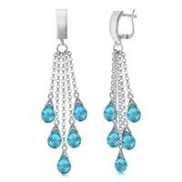 Blue Topaz Droplet Briolette Earrings 7.3ctw in 9ct White Gold