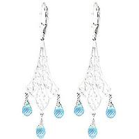 blue topaz trilogy briolette drop earrings 48ctw in 9ct white gold