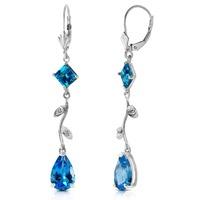 Blue Topaz and Diamond Vine Branch Drop Earrings 3.95ctw in 9ct White Gold