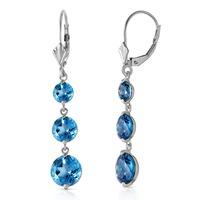 Blue Topaz Trinity Drop Earrings 7.2ctw in 9ct White Gold