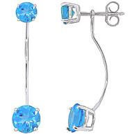 Blue Topaz Lure Drop Earrings 4.3ctw in 9ct White Gold