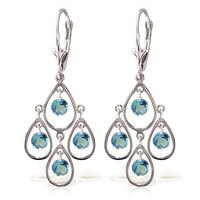 Blue Topaz Quadruplo Milan Drop Earrings 2.4ctw in 9ct White Gold