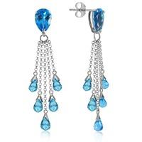 Blue Topaz Comet Tail Drop Earrings 15.5ctw in 9ct White Gold