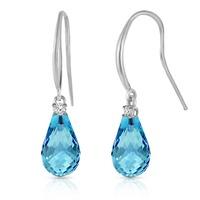 blue topaz and diamond drop earrings 45ctw in 9ct white gold