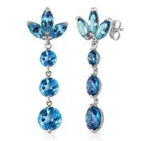 Blue Topaz Petal Drop Earrings 8.7ctw in 9ct White Gold