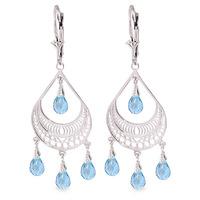 Blue Topaz Mirage Briolette Drop Earrings 6.75ctw in 9ct White Gold