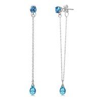 Blue Topaz Monte Carlo Drop Earrings 3.15ctw in 9ct White Gold