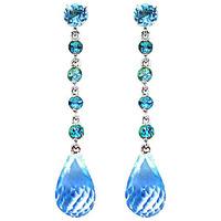 Blue Topaz by the Yard Drop Earrings 23.0ctw in 9ct White Gold