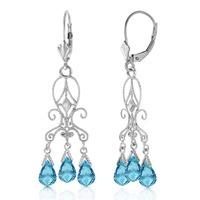 Blue Topaz and Diamond Baroque Drop Earrings 4.8ctw in 9ct White Gold