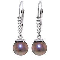 Black Pearl and Diamond Drop Earrings 4.0ctw in 9ct White Gold