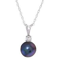 Black Pearl and Diamond Pendant Necklace 2.0ct in 9ct White Gold