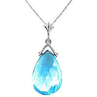 blue topaz droplet briolette pendant necklace 51ct in 9ct white gold