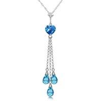 Blue Topaz Comet Tail Heart Pendant Necklace 4.75ctw in 9ct White Gold