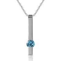 Blue Topaz Bar Drop Pendant Necklace 0.25ct in 9ct White Gold