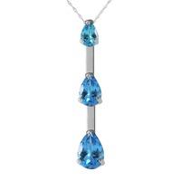 Blue Topaz Trinity Pendant Necklace 0.26ct in 9ct White Gold