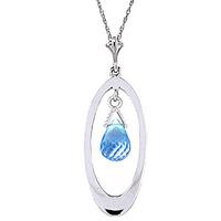 Blue Topaz Orb Briolette Pendant Necklace 0.7ct in 9ct White Gold