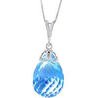 Blue Topaz Tiara Briolette Pendant Necklace 10.25ct in 9ct White Gold