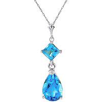 Blue Topaz Droplet Pendant Necklace 2.0ctw in 9ct White Gold