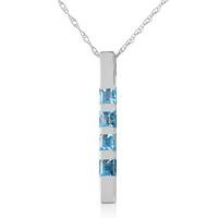 blue topaz bar pendant necklace 035ctw in 9ct white gold