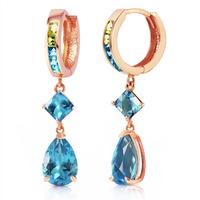 blue topaz and peridot huggie earrings 537ctw in 9ct rose gold