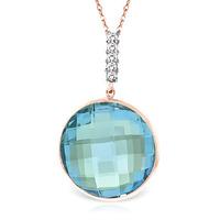 blue topaz and diamond pendant necklace 230ct in 9ct rose gold