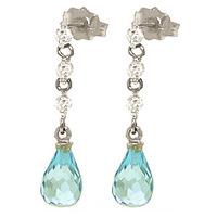 Blue Topaz and Diamond Chain Droplet Earrings 3.0ctw in 9ct White Gold