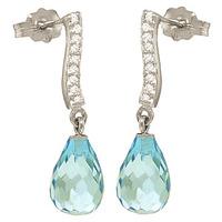 blue topaz and diamond droplet earrings 45ctw in 9ct white gold