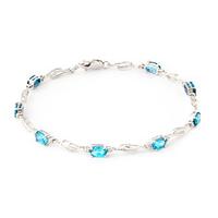 Blue Topaz and Diamond Classic Tennis Bracelet 3.38ctw in 9ct White Gold