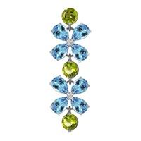 Blue Topaz and Peridot Blossom Bracelet 20.7ctw in 9ct White Gold