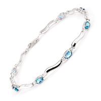 Blue Topaz and Diamond Classic Tennis Bracelet 2.15ctw in 9ct White Gold