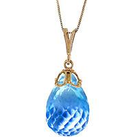 Blue Topaz Tiara Briolette Pendant Necklace 10.25ct in 9ct Gold