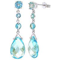 Blue Topaz Pendulum Drop Earrings 13.2ctw in 9ct White Gold