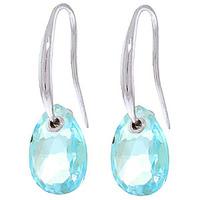 blue topaz droplet briolette earrings 80ctw in 9ct white gold